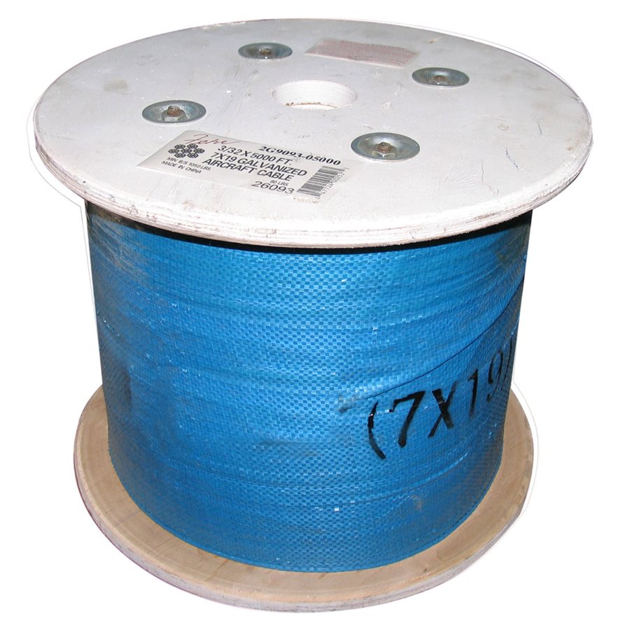 3/64 7x7 Galvanized Aircraft Wire Rope Cable 250 Foot Reel