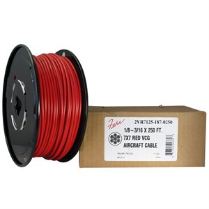 1 / 8-3 / 16 X 500 FT, 7X19 Red Vinyl Coated Hot Dip Galvanized Steel Cable 